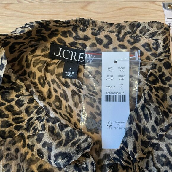 J.Crew ruffle leopard print blouse, 0 - Picture 6 of 7